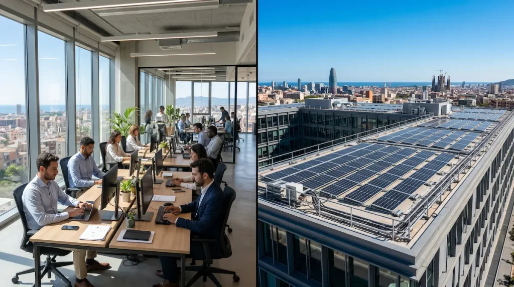Comparativa Espacio Oficina Cubierta Solar